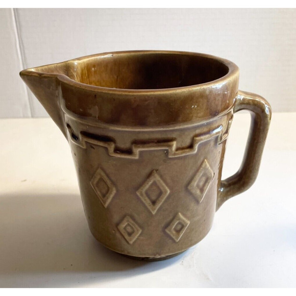 Monmouth Other - Monmouth Western Stoneware Milk or Batter Pitcher Diamond Pattern EUC Vintage